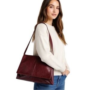 Vintage Desmo Made Italy Genuine Leather Handbag Burgundy Red Shoulder Bag EXC